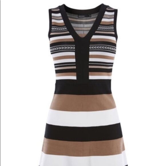 Karen Millen Bodycon Stripe Bandage Knit Dress XS - Picture 1 of 8